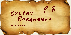 Cvetan Bacanović vizit kartica